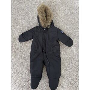 Rothschild Baby Infant 6-9 Months Hooded One Pc Bunting Snowsuit Fur Black